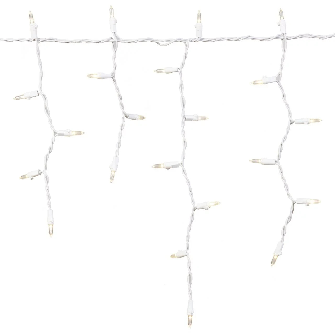 300Count Warm White LED Icicle Christmas Lights with White Wire, 19