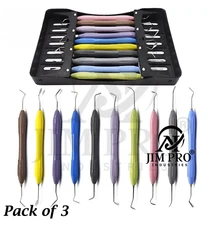 Silicone Handle Dental Composite Filling Instrument LM Arte 10PcS Set With Tray