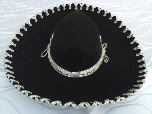 Mexican Mariachi Hat Black/Silver 17 