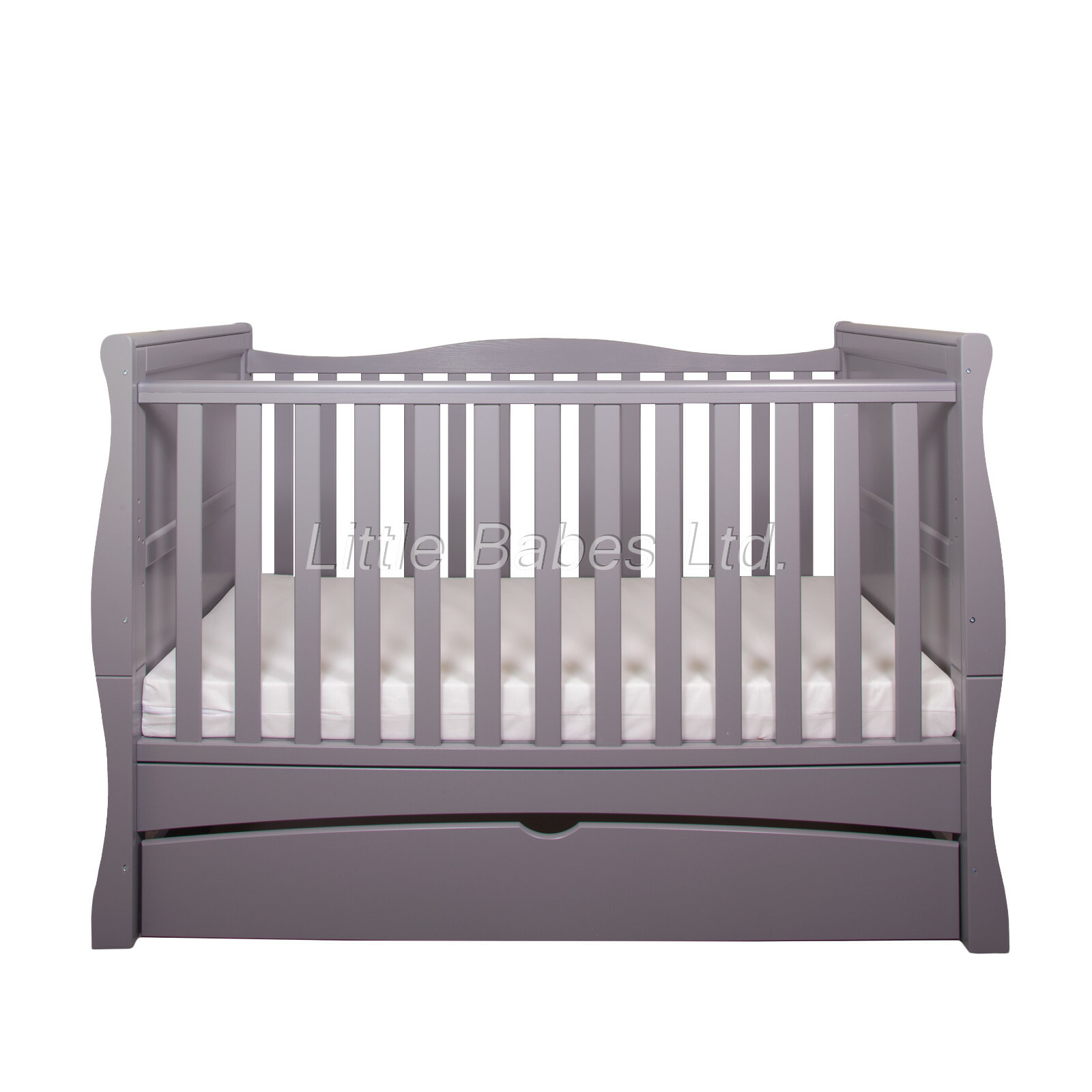 white sleigh cot bed with mattress