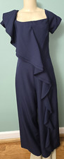 Womens Belle Badgley Mischka Navy Wide Leg Jumpsuit Size 10