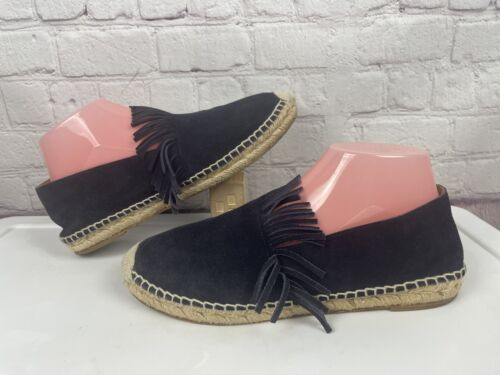 Espadrillas Chloe da donna in camoscio con frange e plateau nere taglia 8,5 US 39EU - Foto 2 di 12