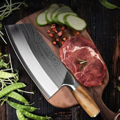 Asiatisches Küchenmesser Metzger Koch Damastbeil Fleisch hacken Edelstahl