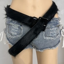 Damen Herren Kunstpelz Taille Gürtel Quasten Gürtel Fell Gurt Bund 110/120cm