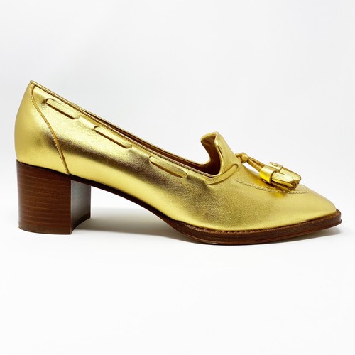 Mocassino con tacchetta oro Ralph Lauren Collection Viola Etichetta Vayden 8,5/38,5 - Foto 2 di 12