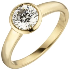 Jobo ladies' ring 585 gold yellow gold 1 diamond brilliant 1.0 ct. diamond ring solitaire