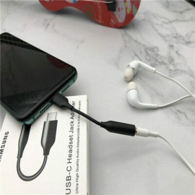 New Black Audio Aux Headphone USB Type C Headset Jack Adapter to