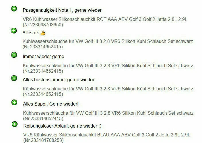 VR6 Kühlwasser Silikonschlauchkit SCHWARZ AAA ABV Golf 3 Golf 2 Jetta 2.8L 2.9L - Bild 2 von 4