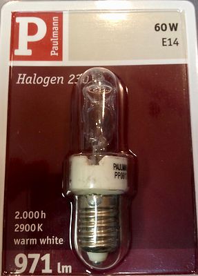 Halogen Lampe Paulmann 800.56 E14 60W 230V Warm White 2900K 2000h DIMMBAR !!!