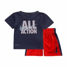 2 Piece Nike Boys Outfit, Shirt, Shorts, 3-6 Months, Gift, Action, Blue, GB MP
