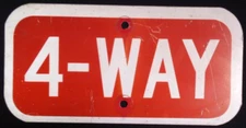 ADVERTISING RETIRED STREET ROAD SIGN BARN MAN CAVE 4 WAY STOP 12"X6"