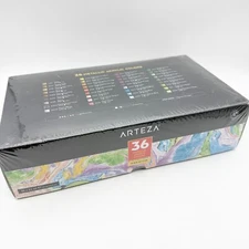 ARTEZA Metallic Acrylic Paint Set of 36 Colors, 0.74 ounce Tubes, Rich Pigment
