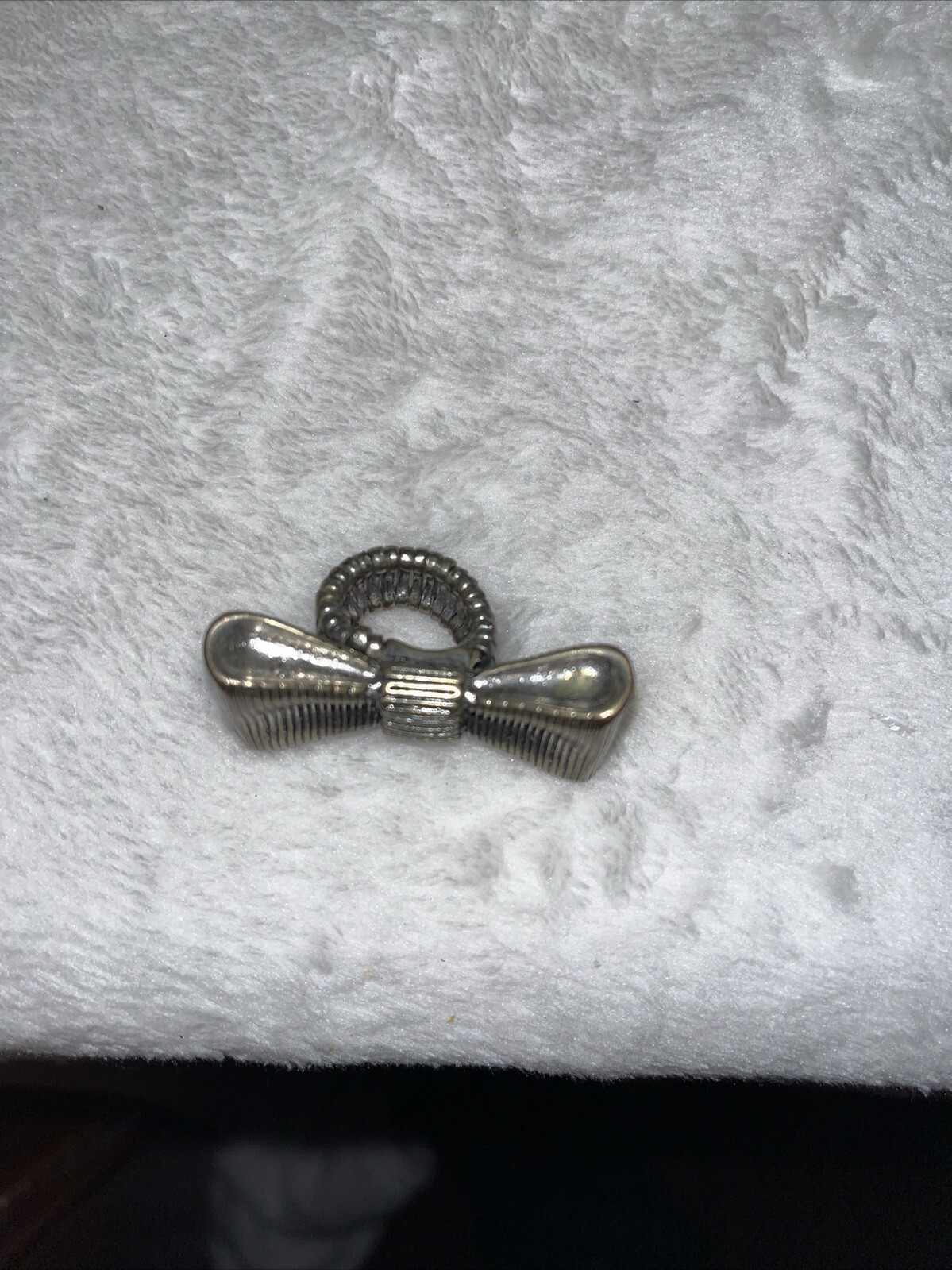 Ring Large bow, adjustable, size 5, Silvertone - image 5