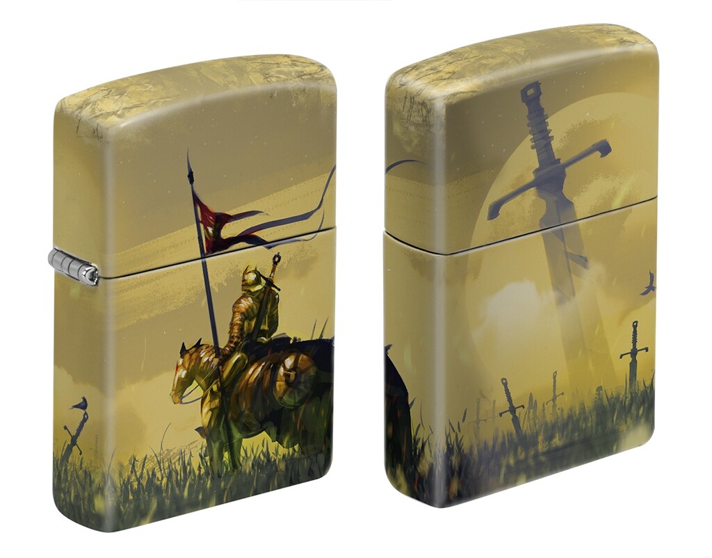 Zippo 03607 Medieval Knight Cavalry Flag Sword Horse Design 