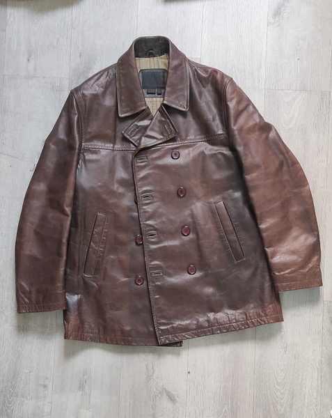 Chaquetón cuero natural Zara