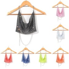 Top Senza Maniche A V Con Catena A Fascia In Strass Per Donne
