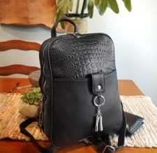 Black Cowhide Concealment Leather Backpack