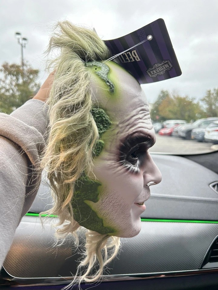 Máscara Completa Beetlejuice Plástico Duro Adulto Espíritu Halloween Keaton Nueva Rara OOS Foto 4 de 4