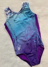 Laurie Hernandez GK ELITE Leotard WHIRL of WONDER Purple Gymnastics LEO Tank AXS