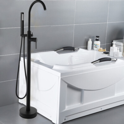 Schwarz Freistehende Standarmatur Für Badewanne Wannenarmatur Stehend Handbrause