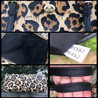 バッグ coach unborn carf leopard turn lock bag Authentic Rare COACH Unborn Carf Leopard Turn Lock Hand Bag