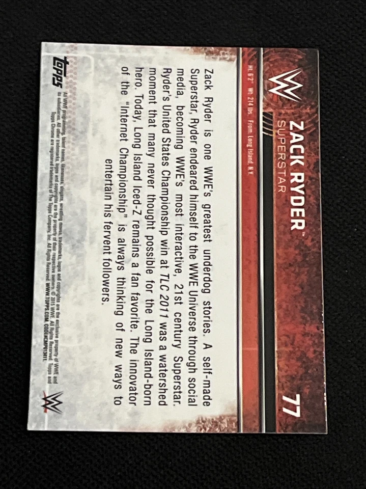 JACK SWAGGER & ZACK RYDER 2015 TOPPS CHROME WWE SIGNED AUTOGRAPHED CARD - Image 2 of 2