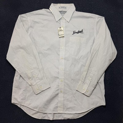 Destination Dress Shirt Mens XL White Check Wrinkle Resistant LeinenKugel Beer
