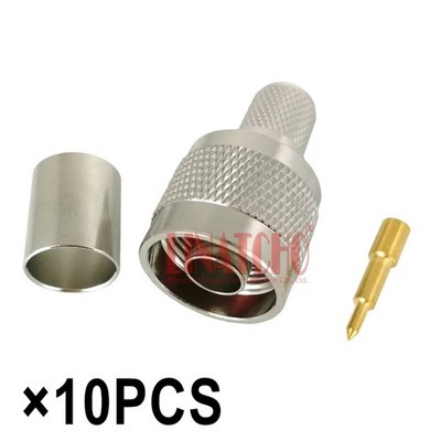 10PCS Low Loss Straight 7D-FB RG213 RG8 RG214 Cable Crimp Male N Plug Connector