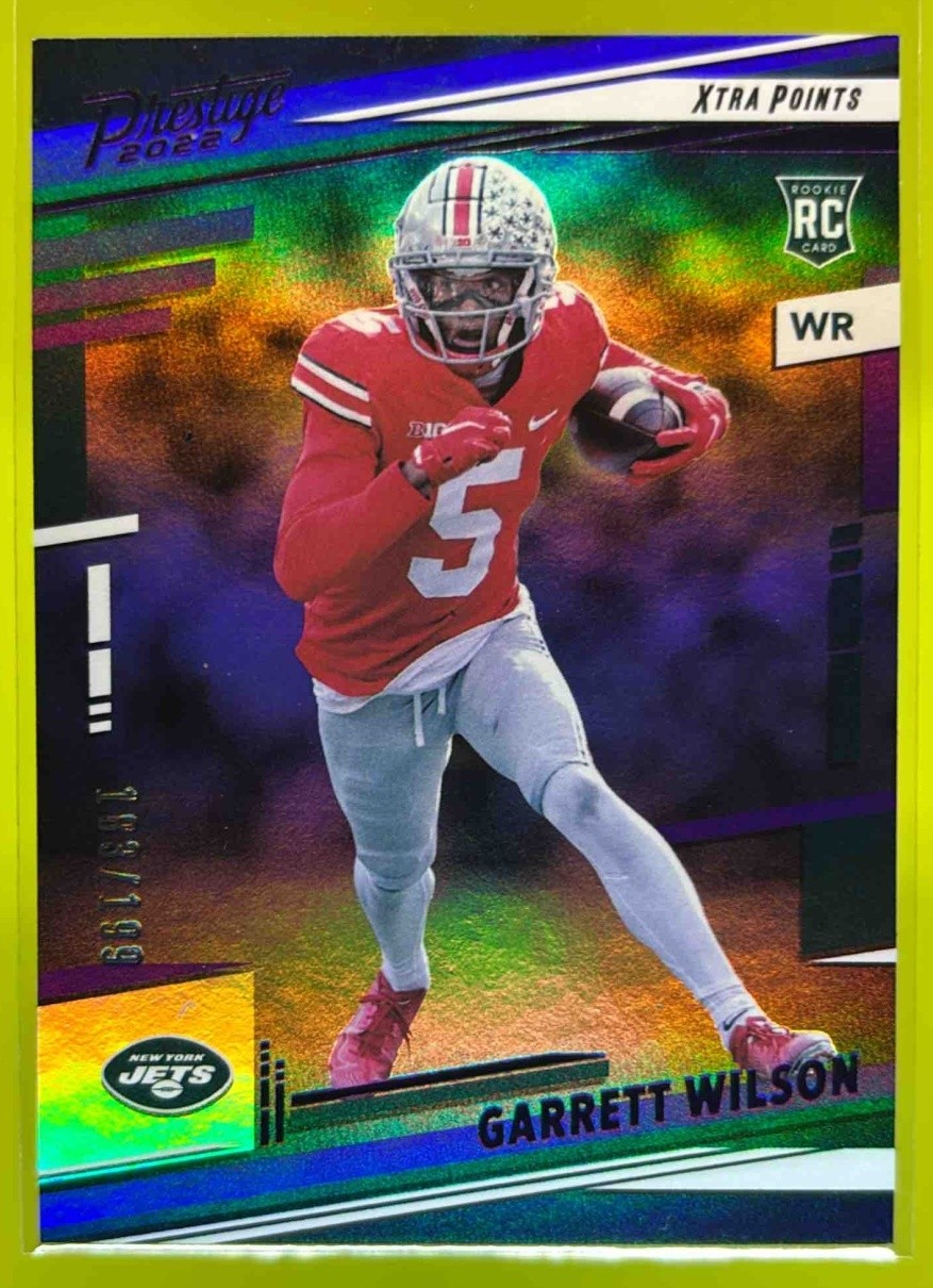2022 Panini Prestige Garrett Wilson Xtra Points Purple /199 #308 RC Jets