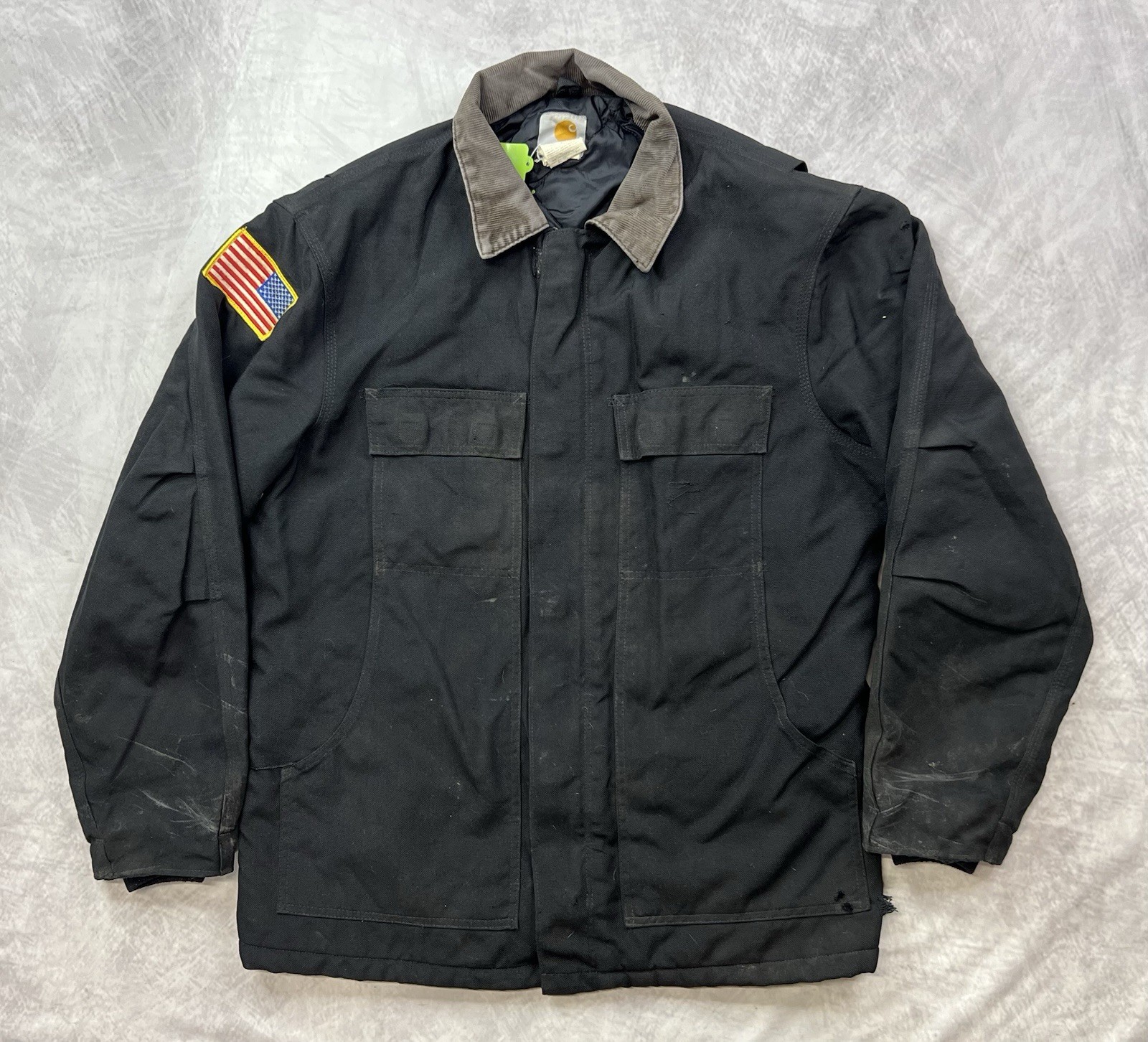 Vintage C55 BLK Carhartt Barn Chore Jacket Size Medium Quilt Lined Black