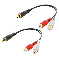 RCA Splitter 1 Male to 2 Female, Gold Plated Stereo Audio Cable
