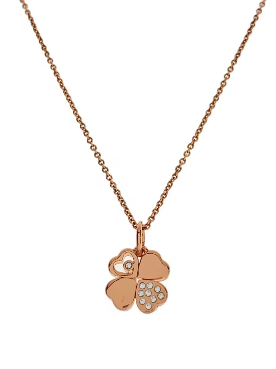 COACH Clover Necklace Pink Gold Women's
