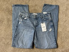 Zara Womens Distressed Straight Leg Light Blue Denim Jeans Cotton Size 6 UK 38 