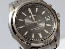 SEIKO 7B22-B0H0 Watch Black Dial Atomic/Radio Controlled Solar Men's From Japan