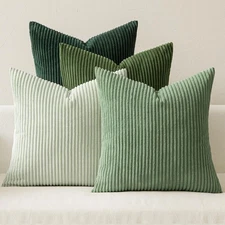 MIULEE Boho Farmhouse Sage Green Pillow Covers 18x18 4 Pack Nordic Corduroy Deco