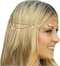 Aukmla Gold Sequins Head Chain Jewelry Festival Halloween Prom Costume Hair...