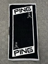 PING Brand Golf Golf Bag Towel Black & White With Hanger Loop 39 x 20"