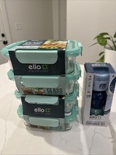 NEW Ello 4 Piece Glass Meal Prep 3.4 cup Glass  Glass Condiments - 4oz - 3 pack