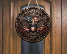 250th Anniversary Door Sign Aluminum Weather Resistant Patriotic Decor