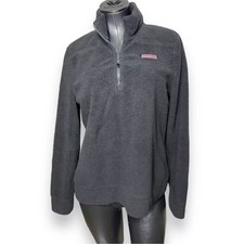 Vineyard Vines Charcoal Grey Partial Zip Sherpa Jacket Womens Medium