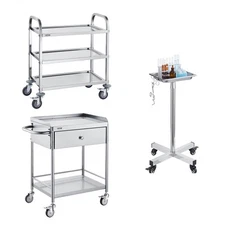 1/2/3-Tier Stainless Steel Cart Utility Cart with A Drawer 36/220/400 lbs
