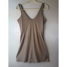 Varley Womens S V-Neck Sleeveless Mini Dress Taupe Beige Stretch
