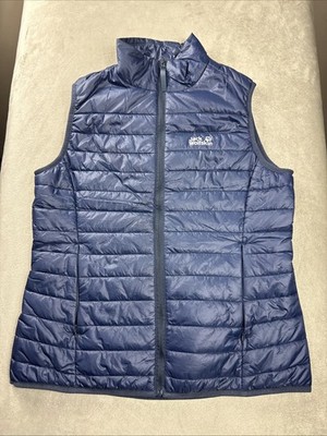 Jack Wolfskin Women S Puffer Vest Stormlock Blue Full Zip EUC Micoguard Packable