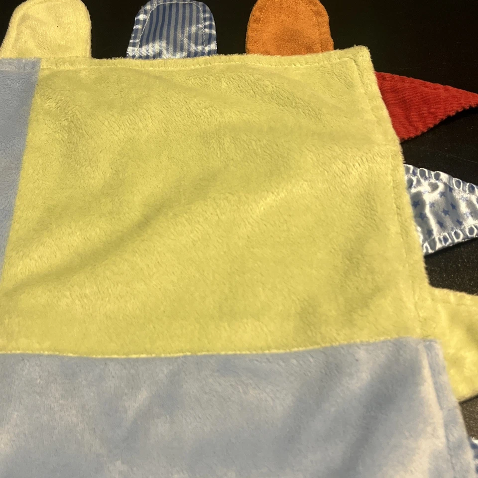 "Manta de seguridad Carters Child of Mine azul verde satinado etiqueta retazos Lovey 18""" Foto 2 de 4