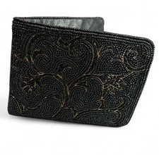 Black  Gold Beaded Wallet, Rectangle Classic