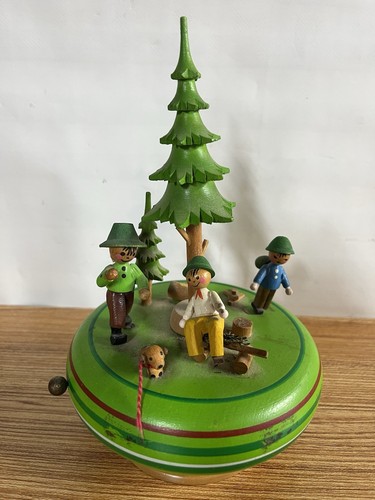 1970's Steinbach Reuge Pedestal Twist & Pull Pin Music Happy Wanderer Germany