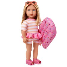 Our Generation Margot 18" Doll with Swimsuit and Pink Pool Float Accessory: