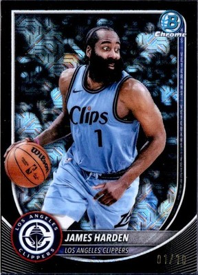JAMES HARDEN 2025-26 BOWMAN CHROME MEGA BOX BLACK REFRACTOR JERSEY # SP 1/10