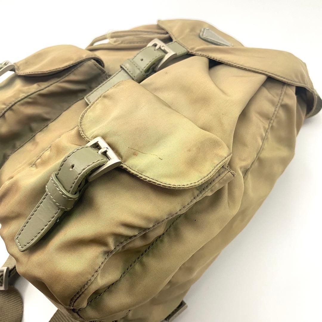 Prada Nylon Backpack Triangular Logo Khaki Men Wo… - image 15