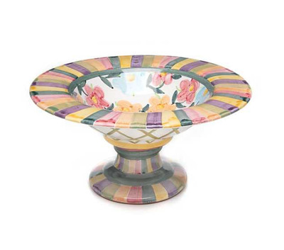 MACKENZIE CHILDS CERAMIC PAINTING GARDEN COMPOTE- New- Retired Pattern